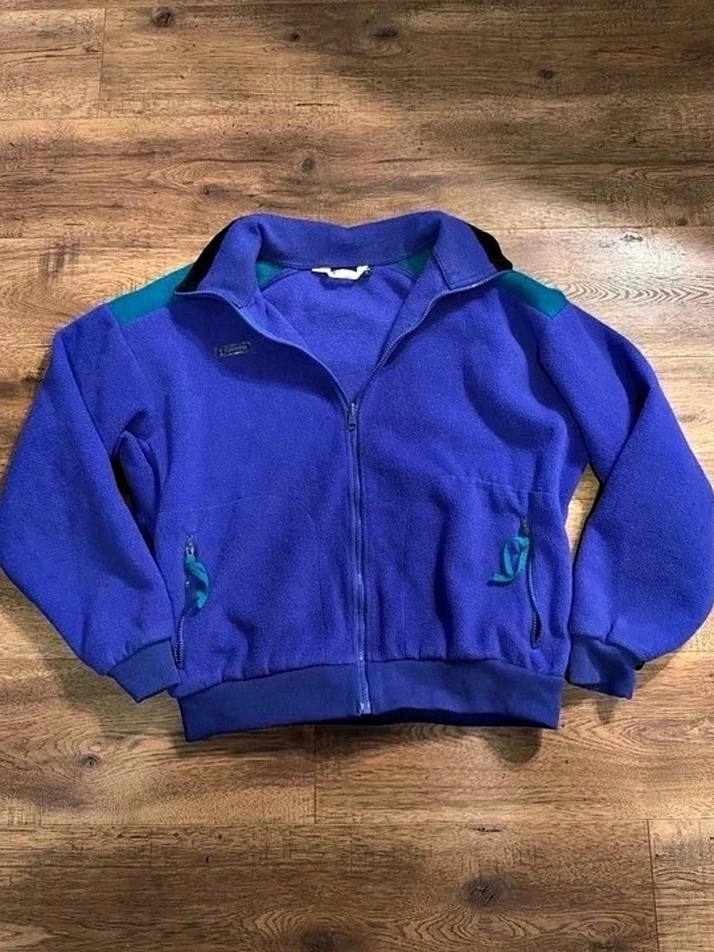 Vintage Columbia Men's Fleece Jacket Blue & Green Size Large